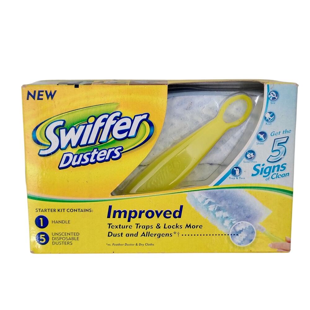 Swiffer Dusters Starter Kit 1 Handle 5 Disposable Refill USA Made NEW NOS 2007